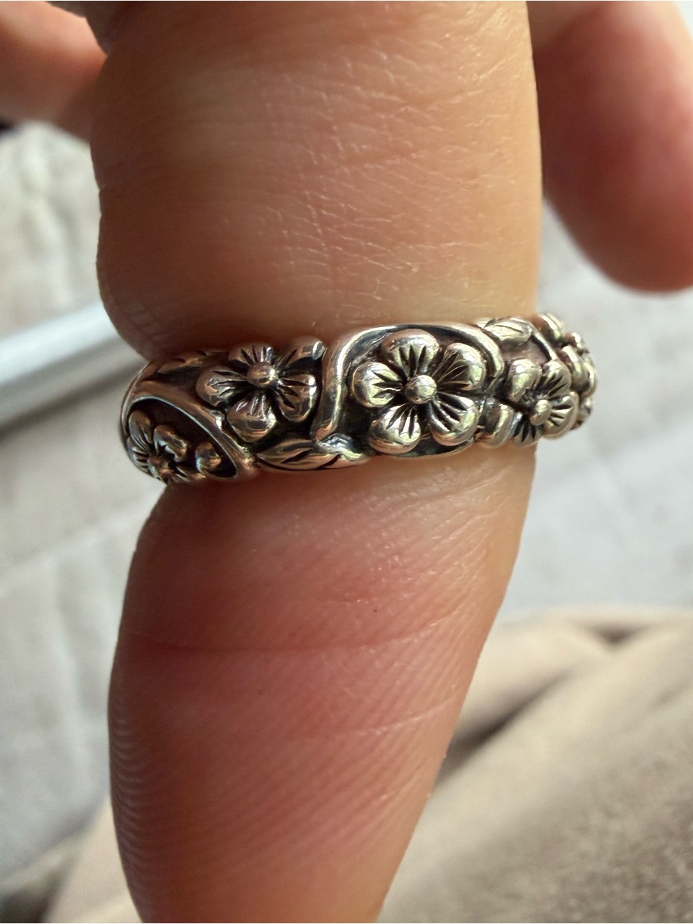 John Hardy Floral Vine Band Ring - Silver Tone